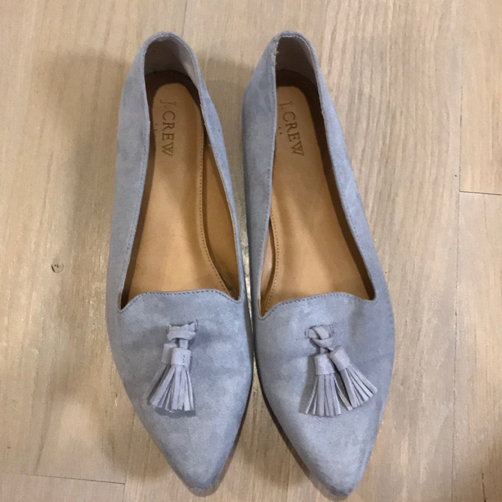 Gently worn jcrew grey flats with tassel